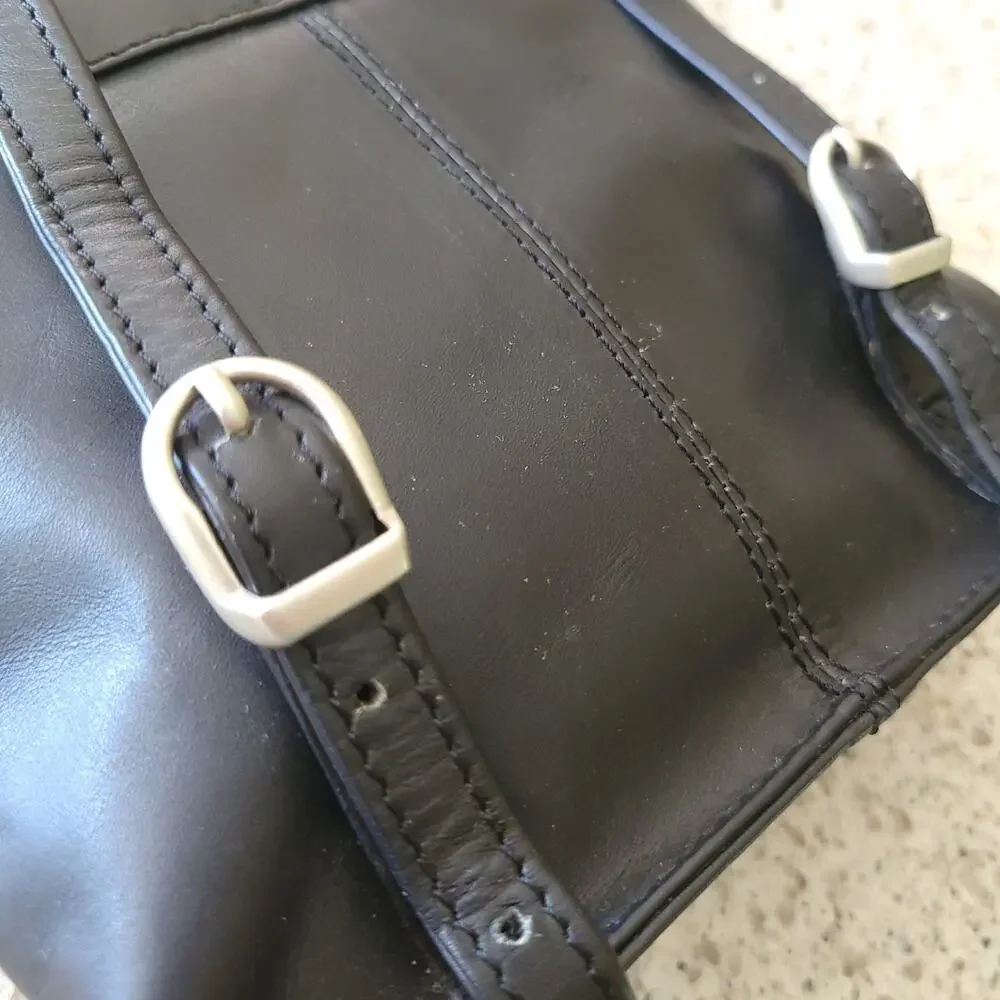 VTG 90s Wilson's Leather Croc Embossed Black Mini Backpack Adjustable Purse✨️NWT